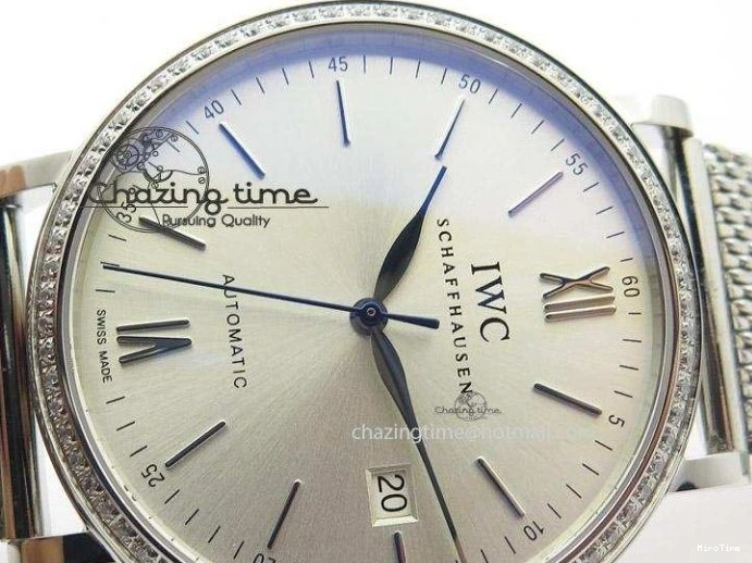 MIROTIME 1231 Portofino SCHAFFHAUSEN SS MKF 1:1 Best Edition Silver Dial Diamond On Mesh Bracelet A Lightweight 7339